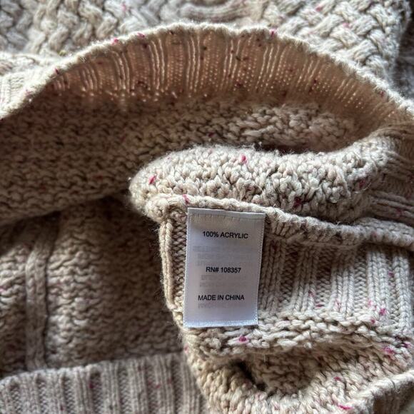 St. John’s Bay Cowl Neck Knit Grey Beige Pullover Acrylic Sweater Women's Small - Picture 4 of 9